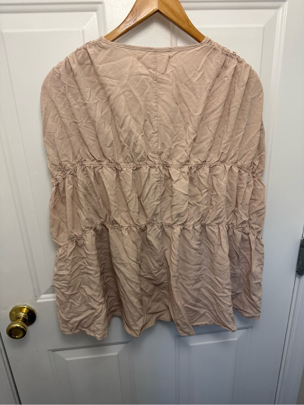 Antic Q Pink Tiered Short Sleeve Blouse M Rustic Farmhouse Cottagecore Romantic - Picture 6 of 6